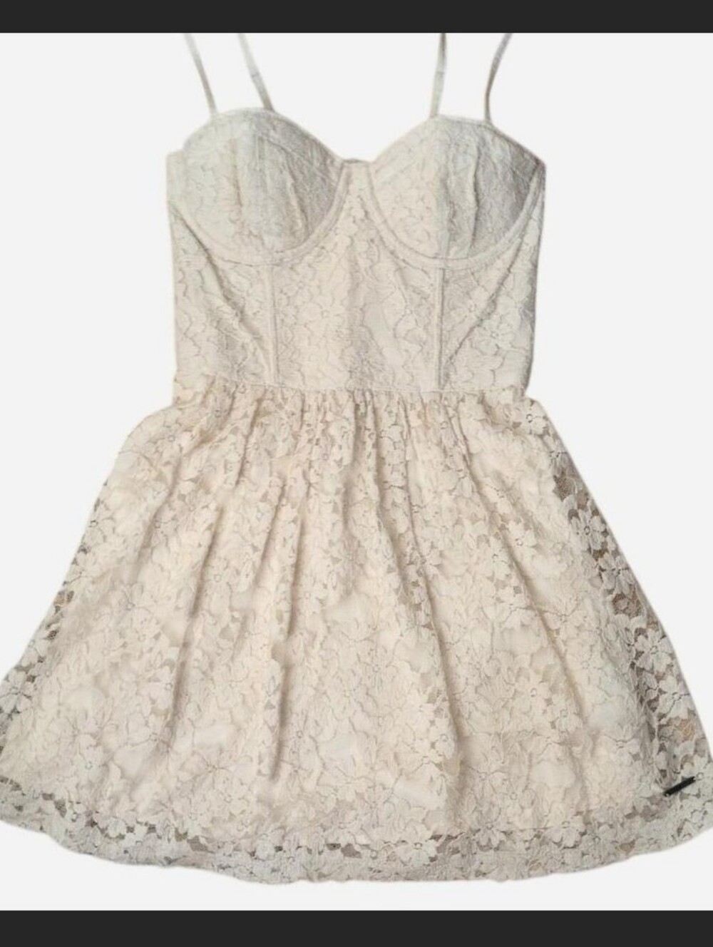 Abercrombie & Fitch Ivory Lace Fit-and-Flare Dress